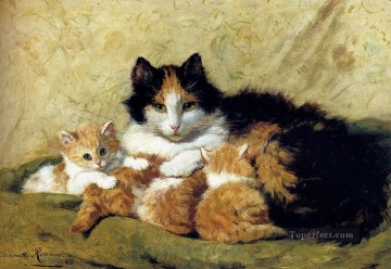 Una madre orgullosa animal gato Henriette Ronner Knip Pinturas al óleo